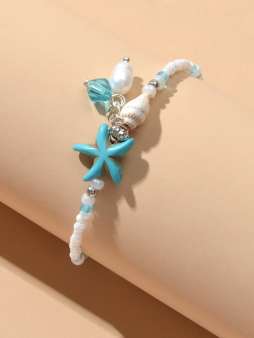 Ocean Style Conch Shell Starfish Seed Beads Turquoise Anklet Sea Beach Jewellery