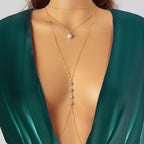 Pearl Pendant Multi-Layered Gold Body Chain Exquisite Statement Accessory