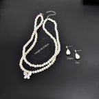 Imitation Pearl Double layered Necklace Water Drop Earrings Banquet Wedding Jewellery set