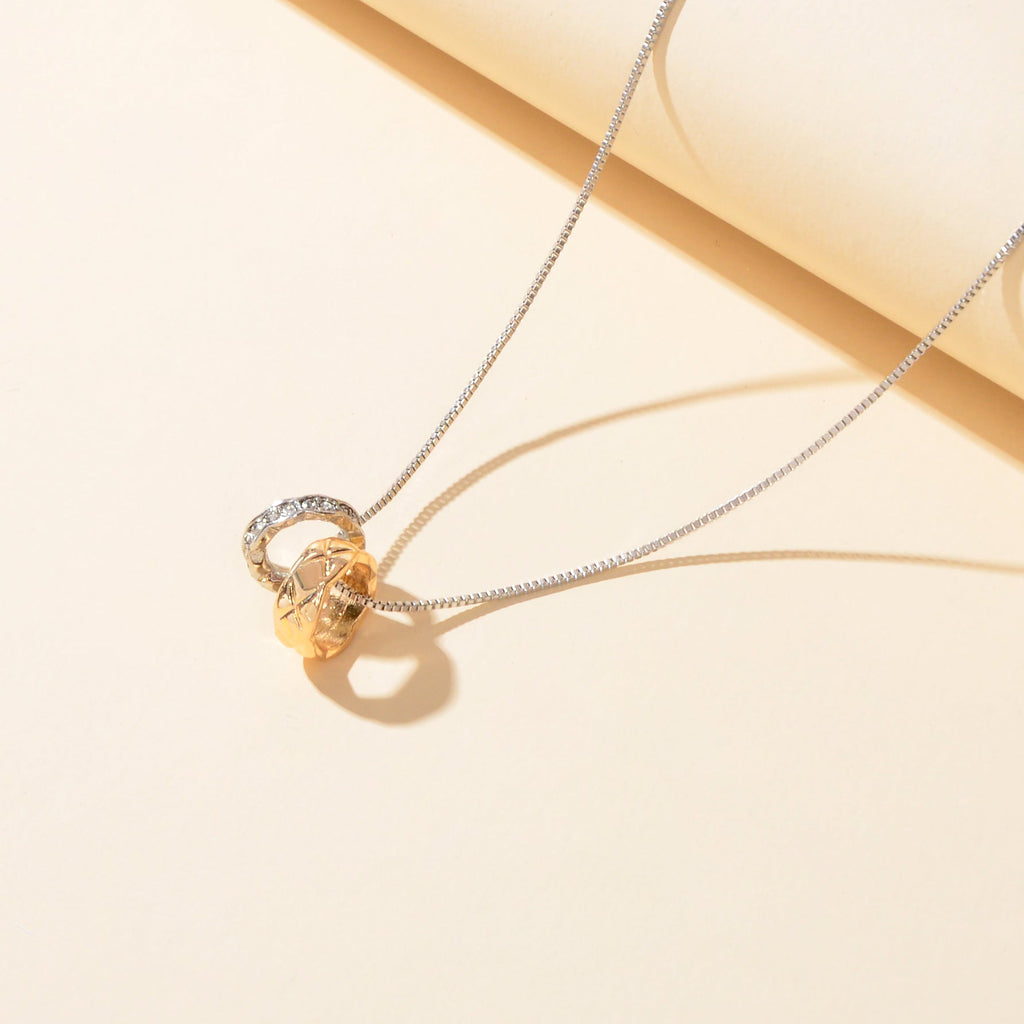 Textured Jewelry Silver Chain Beautiful Ring Charm Anniversary Wedding Necklace