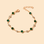 Green Transparent Rhinestone Bracelet Girls Party Jewelry Luxurious Accessories