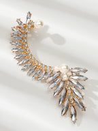 Luxurious Rhinestone Pearl Decor Ear Clip Climber Around Earring for Dinner 1 pc