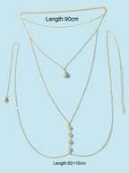 Pearl Pendant Multi-Layered Gold Body Chain Exquisite Statement Accessory