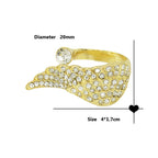 Rhinestone Decor Gold Wing Finger Ring Women Luxurious Band Textured Jewellery
