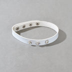 Punk Grunge Collar 90s Rhinestone White Pu Leather Short Choker Necklace
