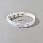 Punk Grunge Collar 90s Rhinestone White Pu Leather Short Choker Necklace