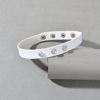 Punk Grunge Collar 90s Rhinestone White Pu Leather Short Choker Necklace