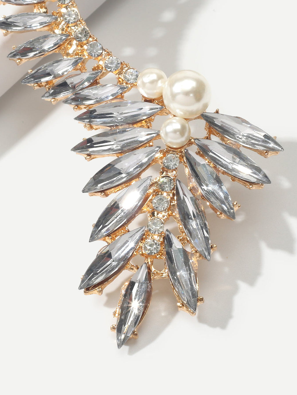 Luxurious Rhinestone Pearl Decor Ear Clip Climber Around Earring for Dinner 1 pc