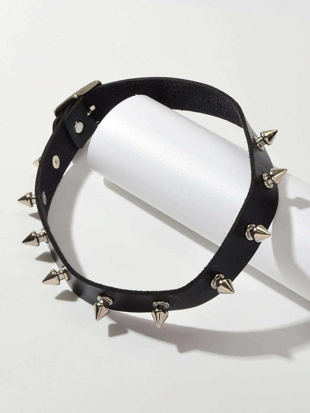 Have one to sell? Sell it yourself Punk Rock Spike Decor Black Pu Leather Belt Design Adjustable Choker Necklace