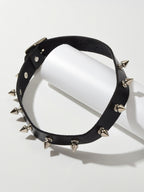 Have one to sell? Sell it yourself Punk Rock Spike Decor Black Pu Leather Belt Design Adjustable Choker Necklace