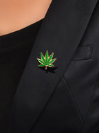 Trend Women Accessories Green Enamel Leaf Brooches Pins Ladies Bouquet for Party