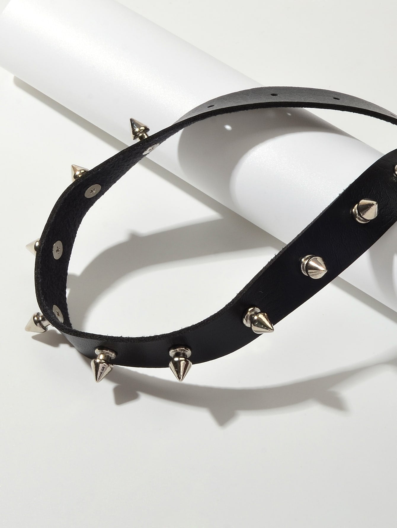 Have one to sell? Sell it yourself Punk Rock Spike Decor Black Pu Leather Belt Design Adjustable Choker Necklace