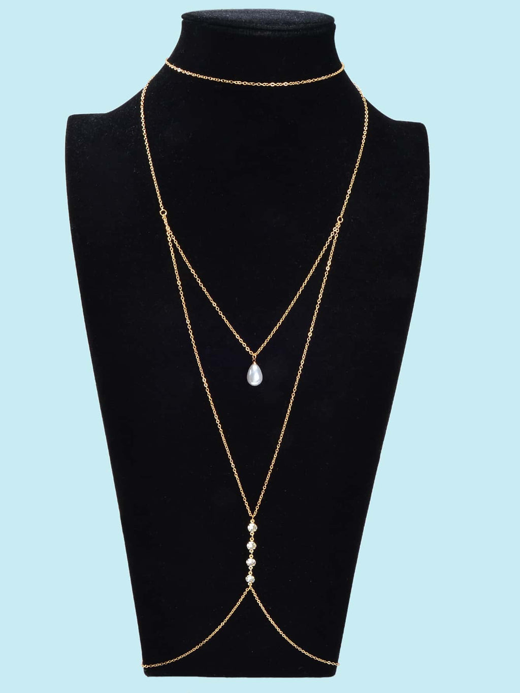 Pearl Pendant Multi-Layered Gold Body Chain Exquisite Statement Accessory