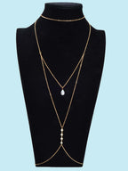 Pearl Pendant Multi-Layered Gold Body Chain Exquisite Statement Accessory