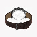 Esprit Men's Brown Leather Watch, Black Dial | Egs003116b