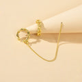 2 pcs Gold Chain Cartilage Cuff Earrings Punk Stud Statement
