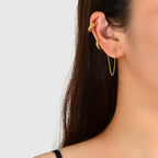 2 pcs Gold Chain Cartilage Cuff Earrings Punk Stud Statement