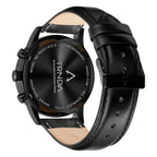 Trnda Men's Stainless Steel Watch, Black Leather Band | Trn-43blk