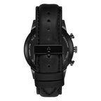 Trnda Men's Stainless Steel Watch, Black Leather Band | Trn-43blk