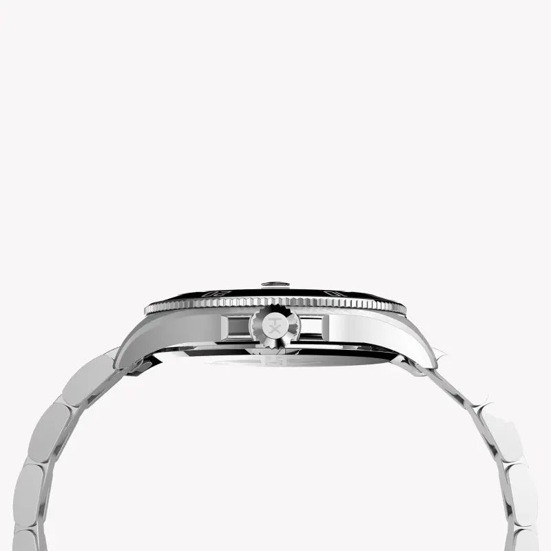 Timex Men's Silver Stainless Steel Watch, Black Dial | Tw2u41800