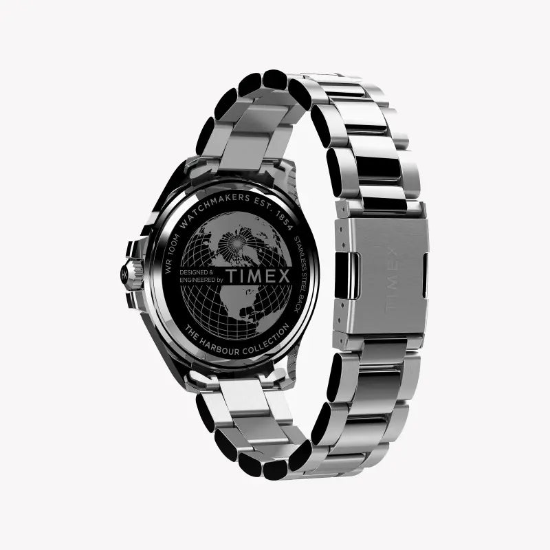 Timex Men's Silver Stainless Steel Watch, Black Dial | Tw2u41800