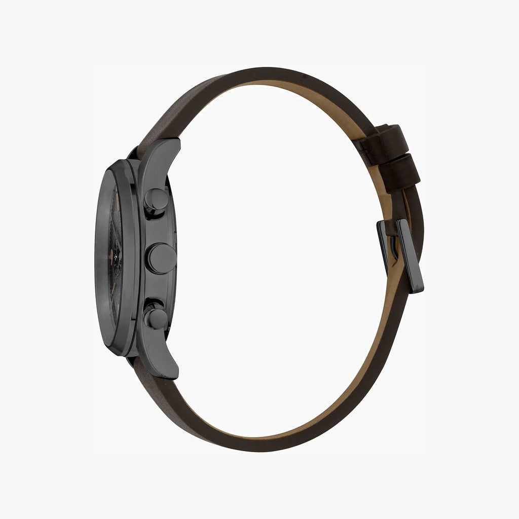 Esprit Men's Brown Leather Watch, Black Dial | Egs003116b